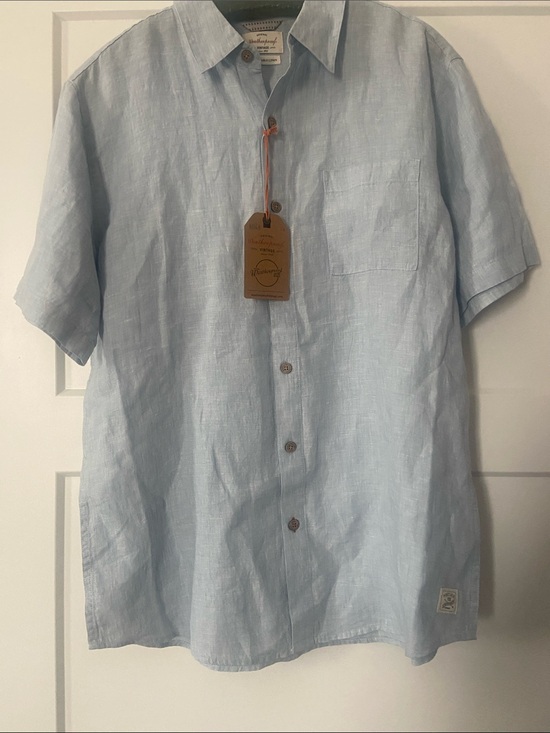 Weatherproof Other - Weatherproof Light Blue Short-Sleeve Button-Down Linen Shirt